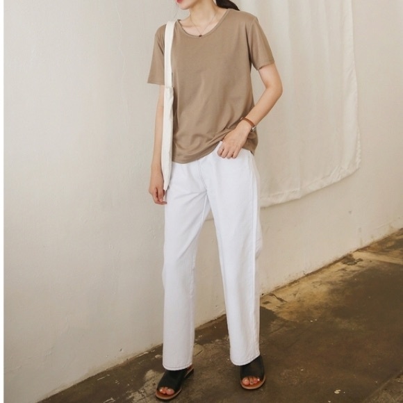 NWT DISTRESSED BEIGE NUDE SHIRT KOREA 66GIRLS TOP - Picture 3 of 7